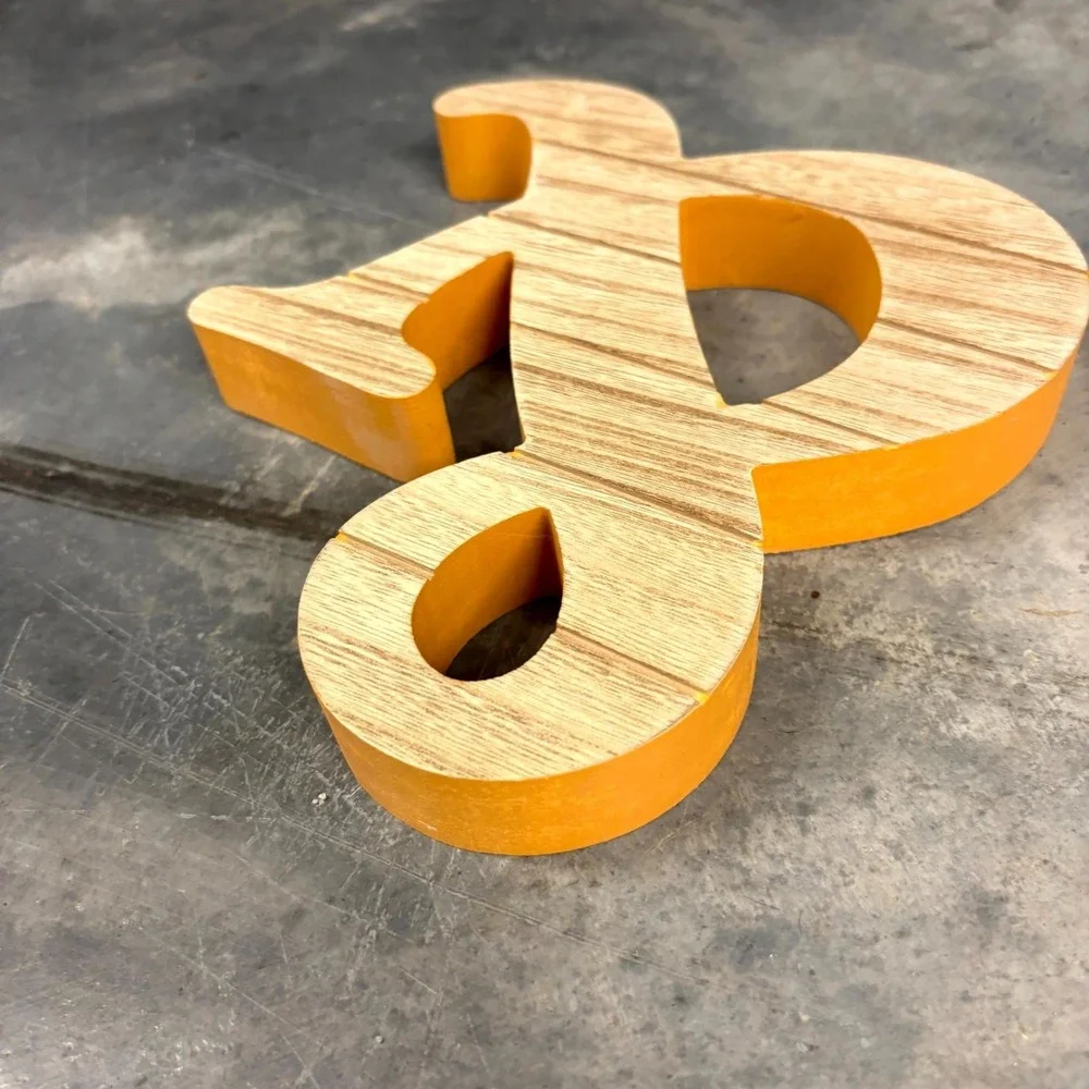 Rustic Wooden Ampersand Sign Orange Sides Farmhouse Shelf Decor 